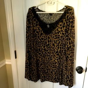 Leopard print embellished long sleeve top in a 3x from East 5th woman